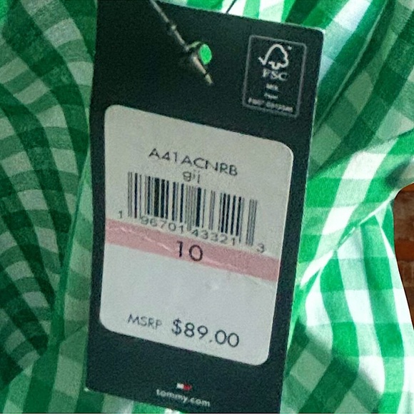 NWT Green Plaid Tommy Hilfiger Button Up Dress | Size 10 - Picture 5 of 5